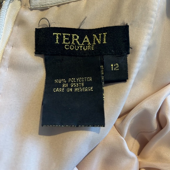 Terani Couture Light Pink Strapless Chiffon And Sequin Formal Midi Dress - Picture 5 of 6